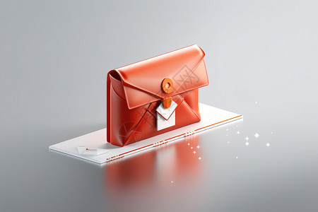金融红包手袋信封包3D图标背景图片