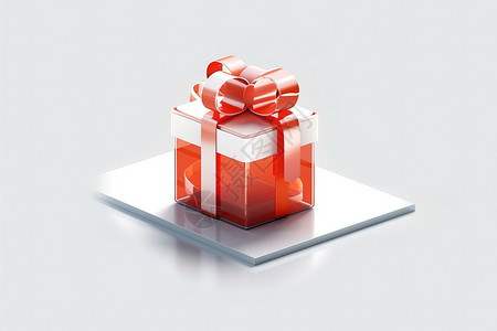 红色的礼物盒3D图标背景图片