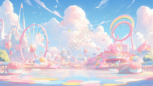 粉色梦幻卡通游乐场背景图片