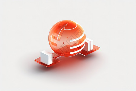 一个红色科技圆形球体形状图标背景图片