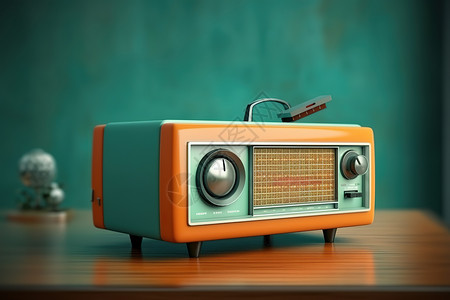 老收音机复古的老物件橙色电视机插画