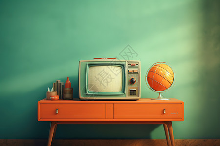 老物件复古的电视机背景图片