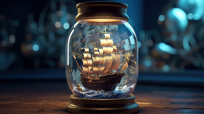 帆船玻璃罐图片