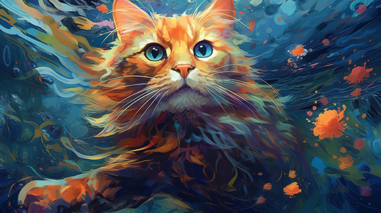可爱的小猫在水里图片