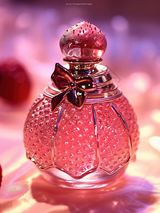 草莓玻璃瓶子背景图片