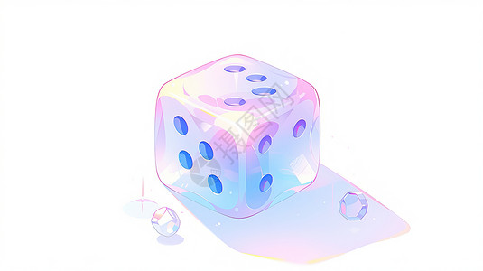 骰子游戏素材水晶卡通透明的骰子插画