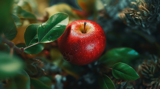 新鲜诱人的红色苹果背景图片