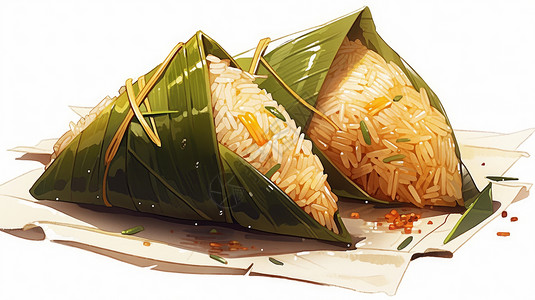 糯米卡通粽子端午节美食背景图片