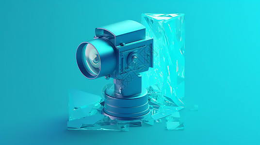数码相机镜头盖科技智能数码相机插画
