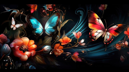 唯美梦幻灵动的蝴蝶背景图片