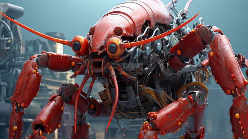 科幻机械感龙虾机器人图片