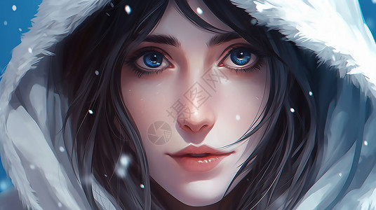 雪中的女孩背景图片