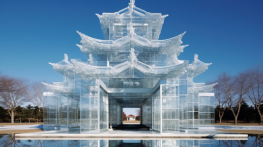 创意玻璃中式建筑图片