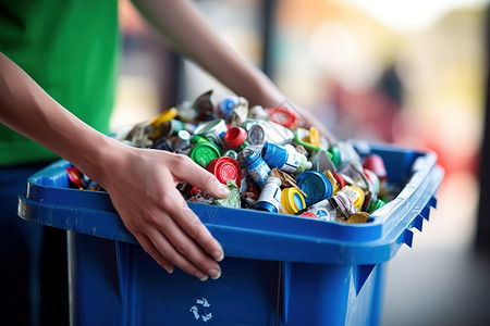 塑料整理箱有各种可回收物品垃圾的回收箱插画