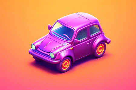 紫色的卡通汽车图片