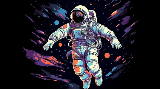 数学与生活宇航员与太空空间插画插画