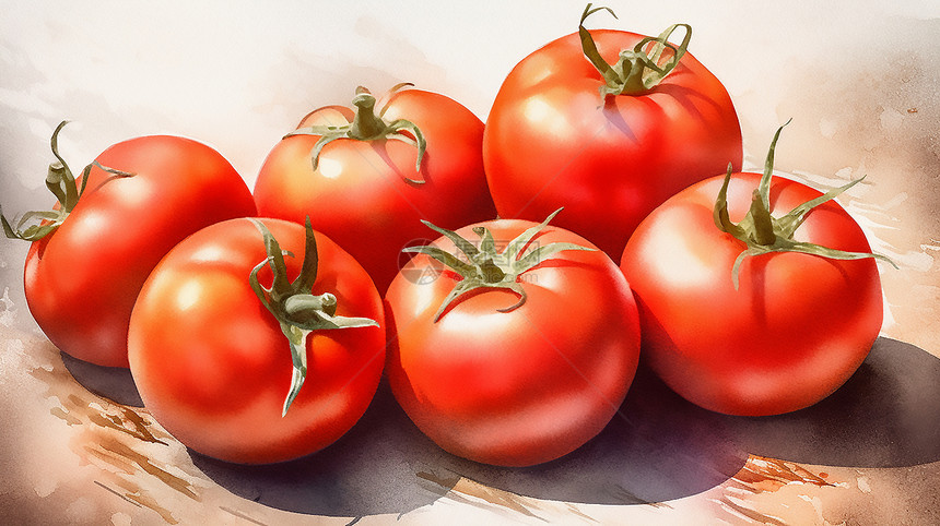 西红柿写实插画图片