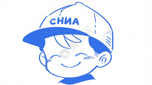 鸭舌帽男孩戴鸭舌帽微笑的卡通小男孩头像插画