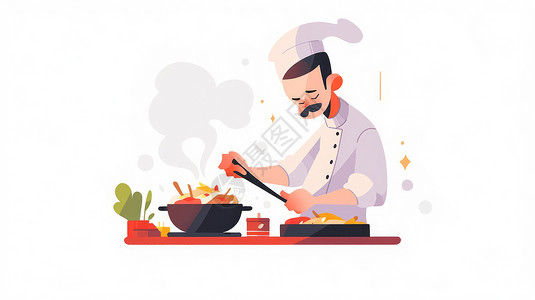 男人夸赞表情包卡通职业在厨房做饭的厨师插画