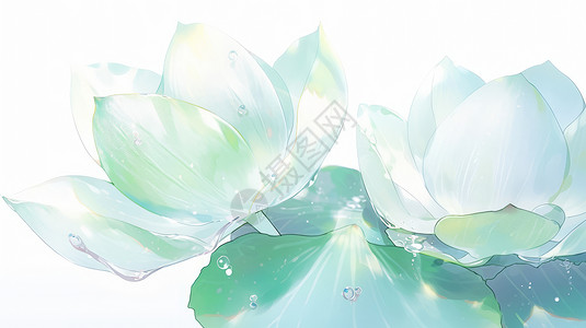 滴水背景正在滴水的绿色卡通大荷花插画