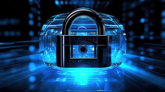 网络锁大数据和网络安全概念蓝色的锁插画