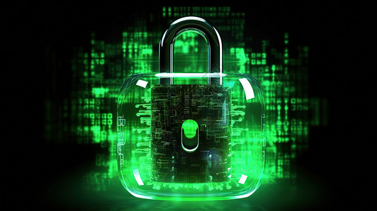 设备安全锁数据中心安全锁背景图绿色锁插画