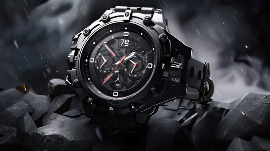 时尚高端科技感黑色手表背景图片