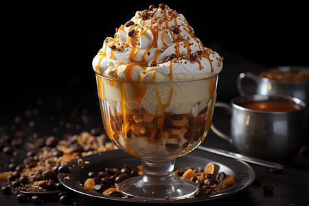 咖啡慕斯冰淇淋美味甜食高清图片