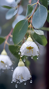 白色花儿雨后花儿的插画