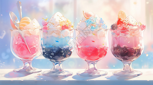 夏日美味冰淇淋夏日美味冰饮插画