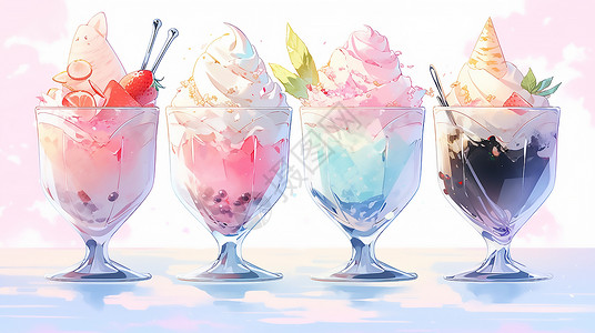 奶油冰沙冰饮清凉可口的冷饮插画