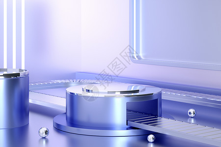 紫色金属质感金属质感电商展台设计图片