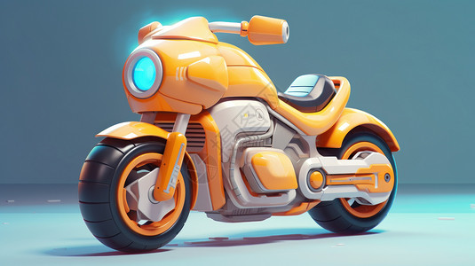 黄色立体时尚卡通摩托车背景图片