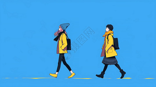 穿雨衣的人简约行走的人插画插画