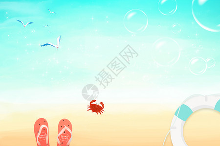 螃蟹节夏日海滩背景设计图片