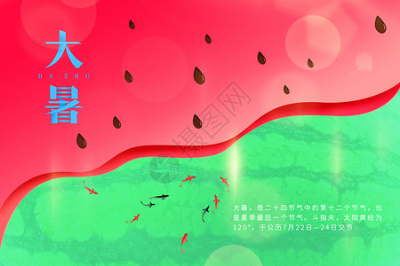 大暑传统节气海报西瓜创意背景设计图片