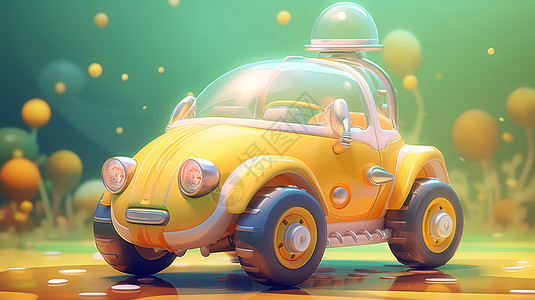 卡通玩具小汽车透明车顶可爱的卡通小汽车插画