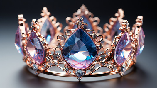 粉色装饰品高贵华丽的大钻石皇冠插画