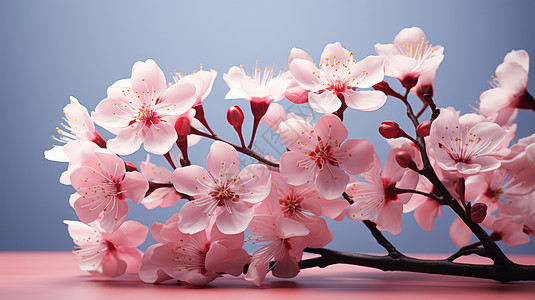 漂亮花枝漂亮的淡粉色桃花枝插画