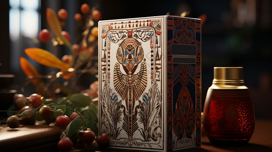 酒的包装精致的欧式复古花纹包装盒插画