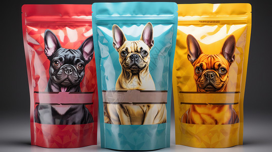 塑料袋子包装彩色狗粮包装电商设计图片