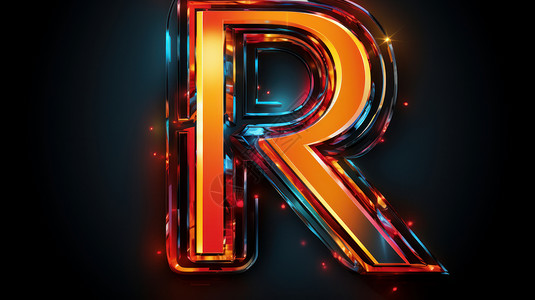 R艺术字母时尚立体卡通大写字母R插画