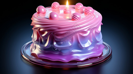 粉紫渐变漂亮的立体卡通蛋糕背景图片