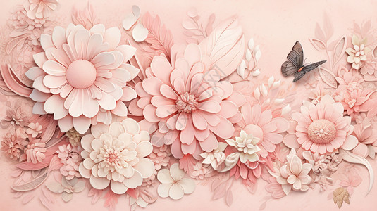 超大的粉色立体卡通花朵小清新粉色装饰墙图片