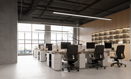 办公工位3D办公空间场景设计图片