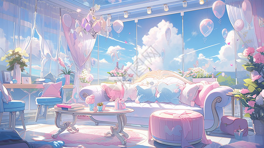 明亮的公主风休息室背景图片