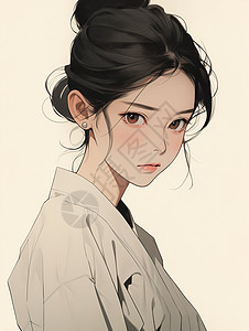 高贵美女头像美丽的花苞丸子头少女插画