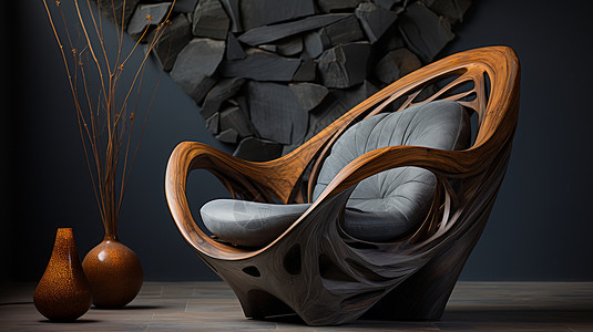 实木一体创意沙发布艺坐垫高端沙发椅插画