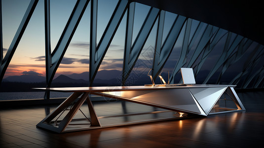 大气科技感背景时尚现代大气的办公桌插画