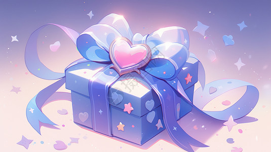 可爱蝴蝶结礼盒漂亮的紫色卡通礼物盒插画
